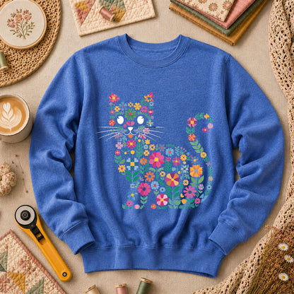Floral Cat Silhouette - Heather True Royal