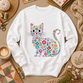 Floral Cat Silhouette Long Sleeve