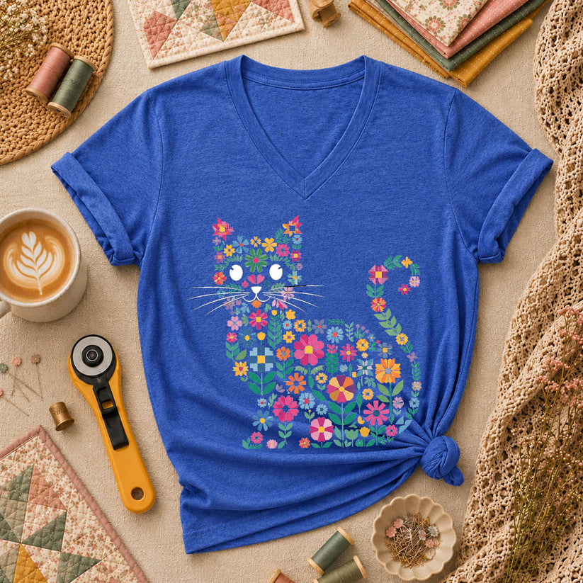 Floral Cat Silhouette - Heather True Royal