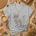 Floral Cat Silhouette Women's V-Neck