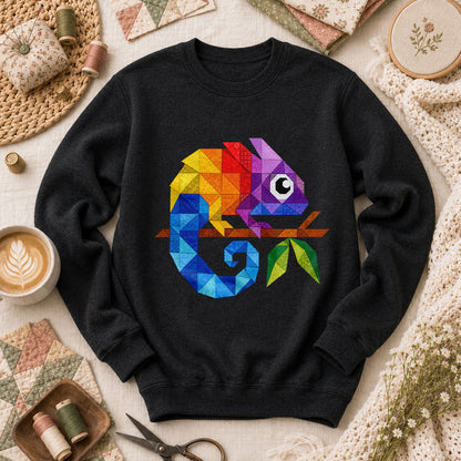 Geometric Chameleon Rainbow - Black