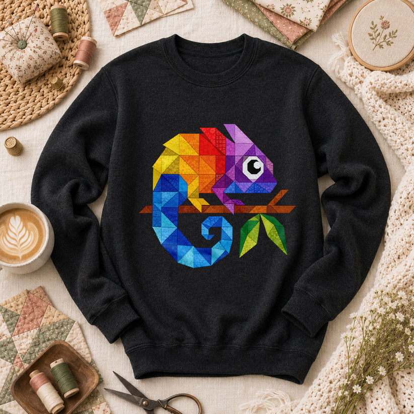Geometric Chameleon Rainbow - Black