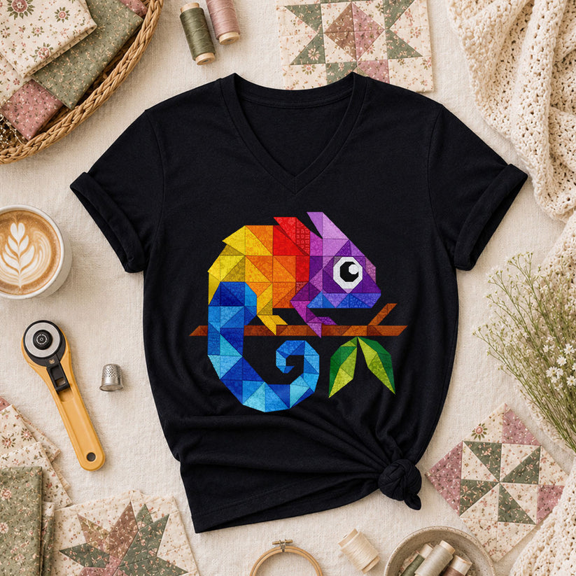 Geometric Chameleon Rainbow - Black