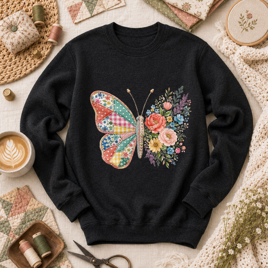 Patchwork Butterfly Wildflowers - Black