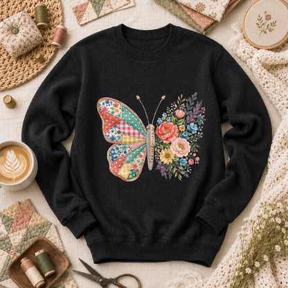 Patchwork Butterfly Wildflowers - Black