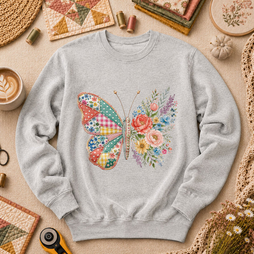 Patchwork Butterfly Wildflowers - Sport Grey