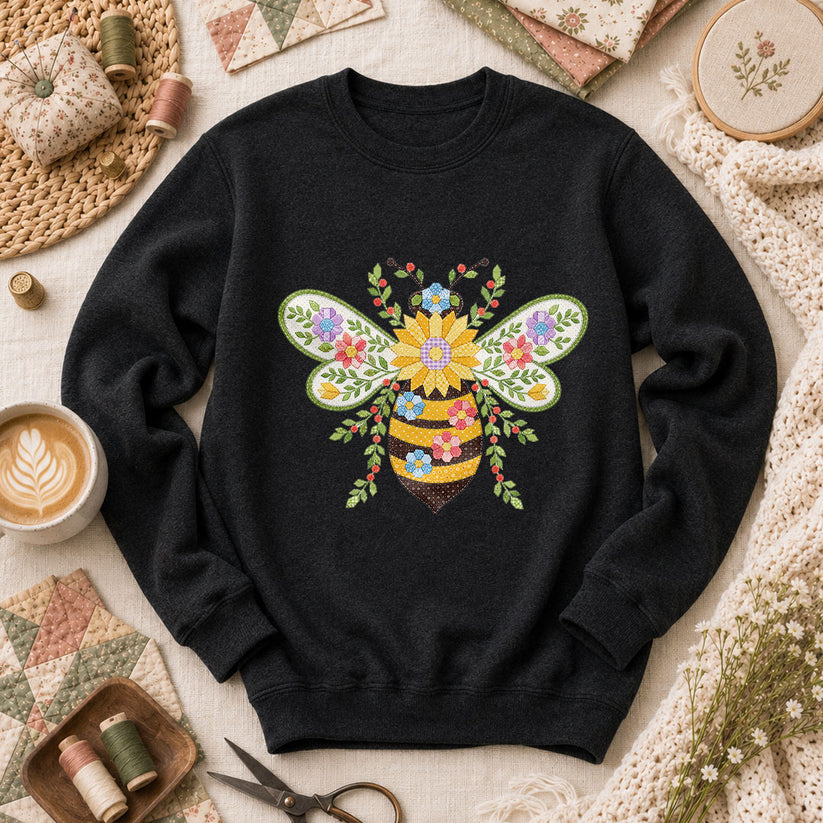 Quilted Honeybee Floral - Black