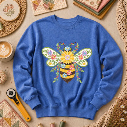 Quilted Honeybee Floral - Heather True Royal
