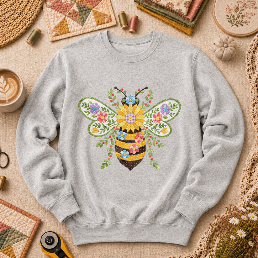 Quilted Honeybee Floral - Sport Grey