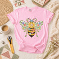 Quilted Honeybee Floral T-Shirt | Patchwork Honeybee Sunflower Wildflowers Quilter Tee
