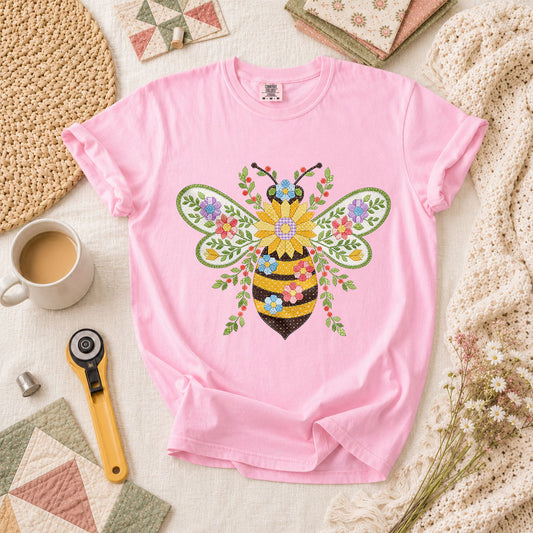 Quilted Honeybee Floral T-Shirt - Blossom