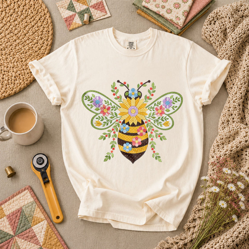 Quilted Honeybee Floral T-Shirt - Ivory