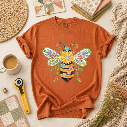 Quilted Honeybee Floral T-Shirt - Yam