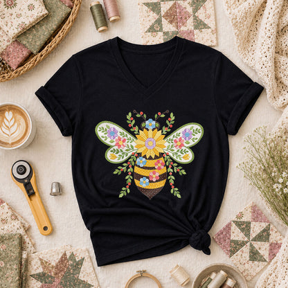 Quilted Honeybee Floral - Black