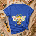 Quilted Honeybee Floral Women's V-Neck