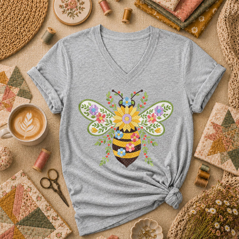 Quilted Honeybee Floral - Sport Grey