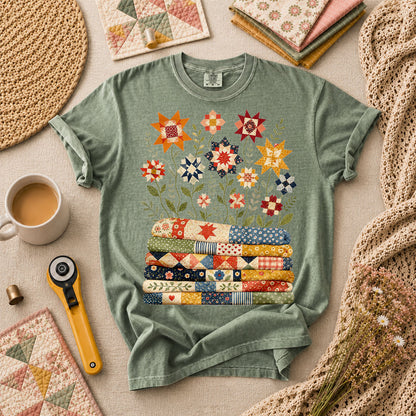 Quilt Bloom Garden T-Shirt - Forest