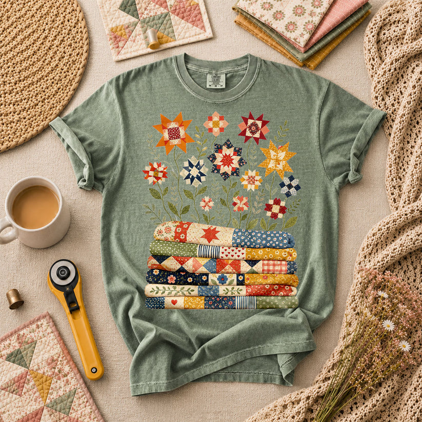 Quilt Bloom Garden T-Shirt - Forest