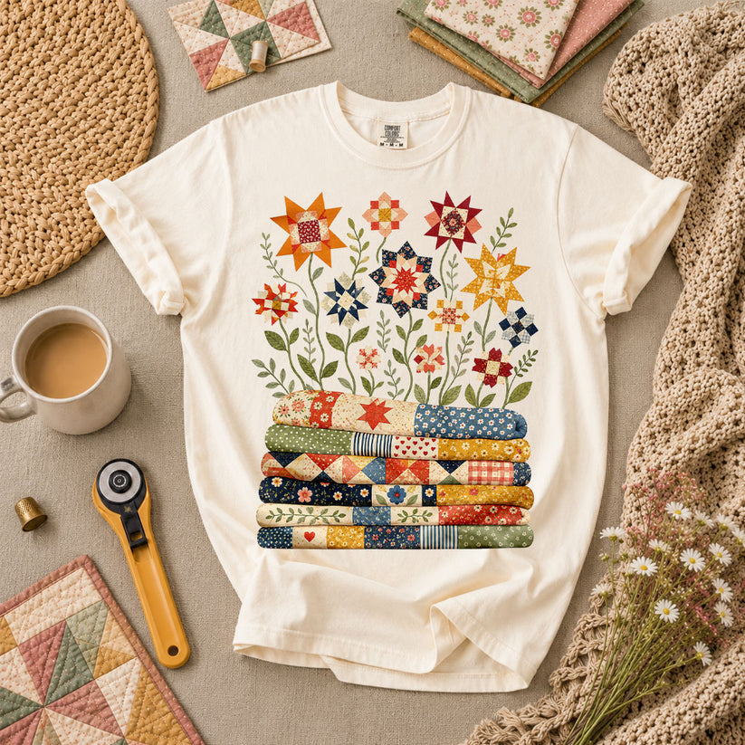 Quilt Bloom Garden T-Shirt - Ivory