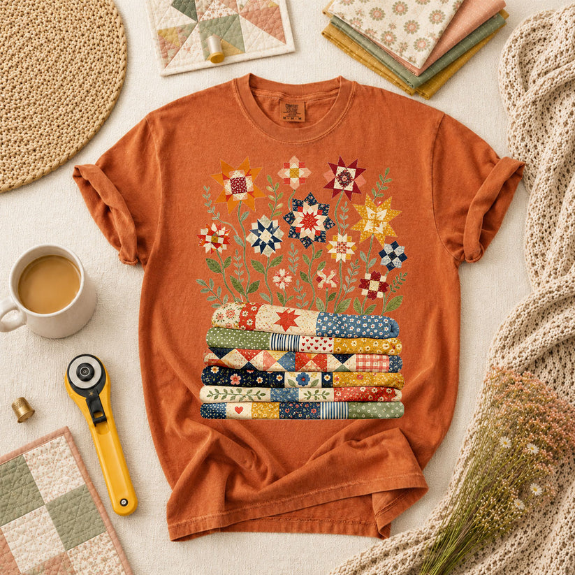 Quilt Bloom Garden T-Shirt - Yam