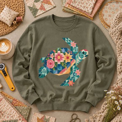 Sea Turtle Patchwork Floral - Military Green