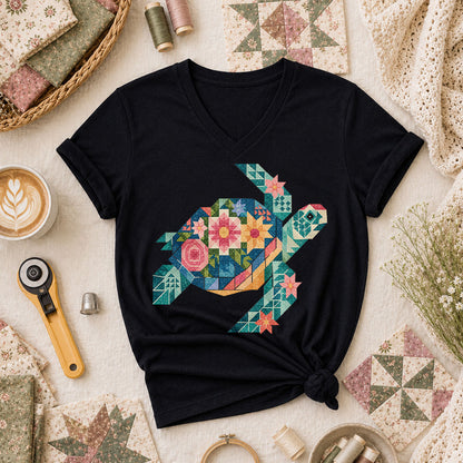 Sea Turtle Patchwork Floral - Black