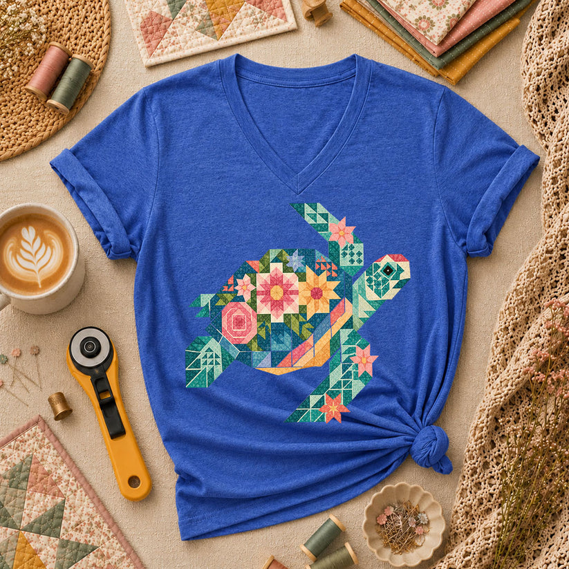 Sea Turtle Patchwork Floral - Heather True Royal