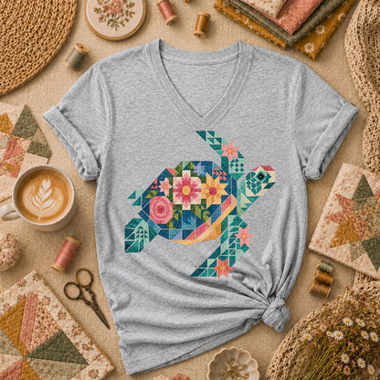 Sea Turtle Patchwork Floral - Sport Grey