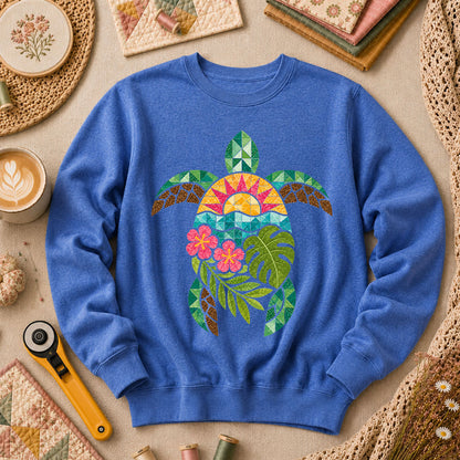 Sea Turtle Tropical Floral - Heather True Royal
