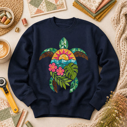 Sea Turtle Tropical Floral - Navy