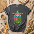 Sea Turtle Tropical Floral T-Shirt | Colorful Mosaic Ocean Hibiscus Quilter Tee