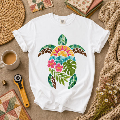 Sea Turtle Tropical Floral T-Shirt - White