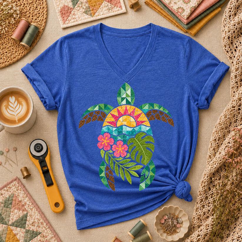 Sea Turtle Tropical Floral - Heather True Royal