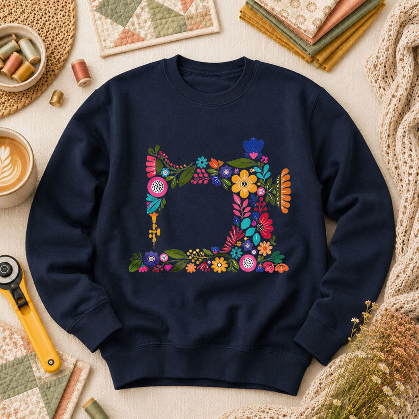 Floral Sewing Machine - Navy
