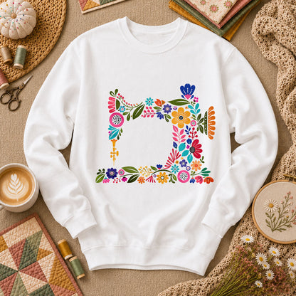 Floral Sewing Machine - White