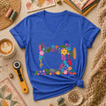 Floral Sewing Machine Women's V-Neck