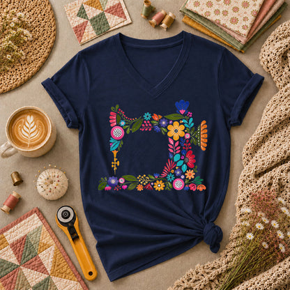 Floral Sewing Machine - Navy