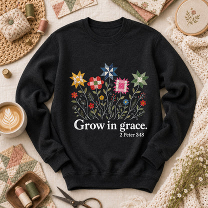 Grow In Grace Bible Verse - Black