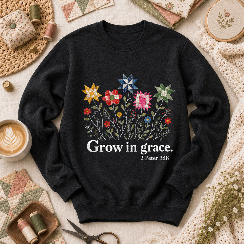 Grow In Grace Bible Verse - Black