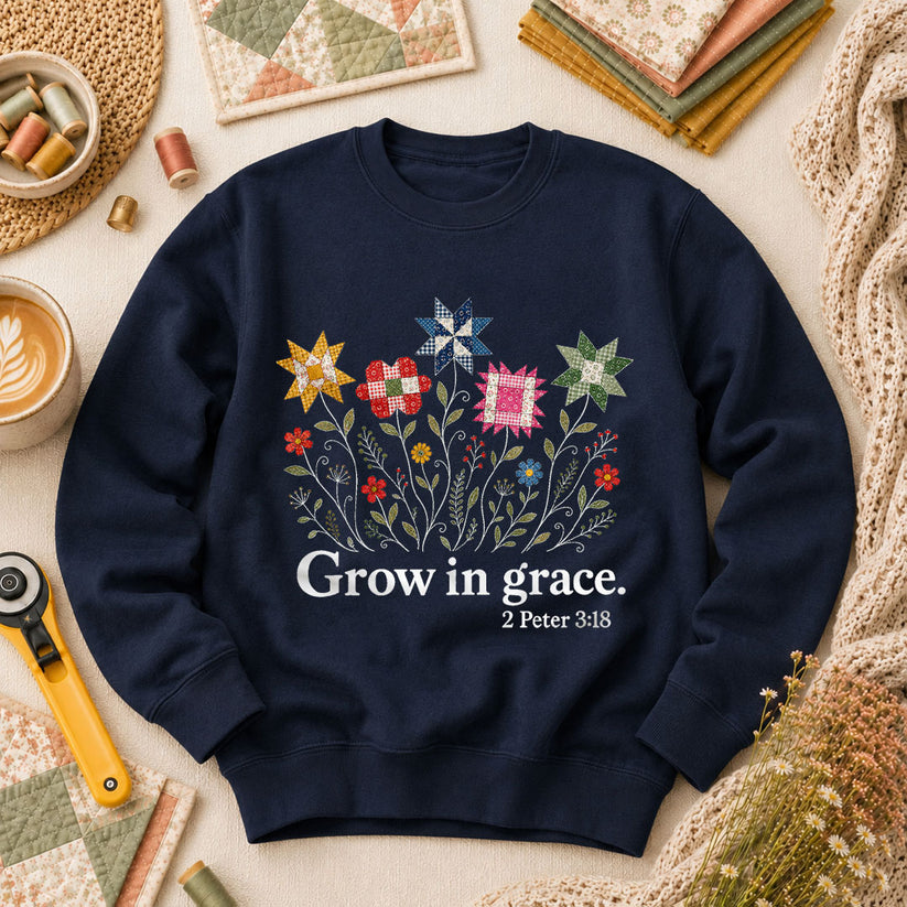 Grow In Grace Bible Verse - Navy