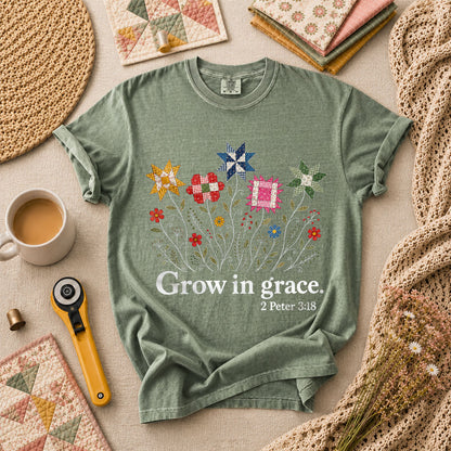Grow In Grace Bible Verse T-Shirt - Forest
