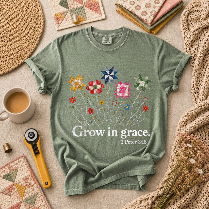 Grow In Grace Bible Verse T-Shirt - Forest