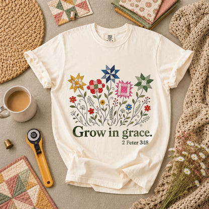 Grow In Grace Bible Verse T-Shirt - Ivory