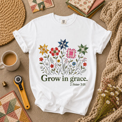 Grow In Grace Bible Verse T-Shirt - White