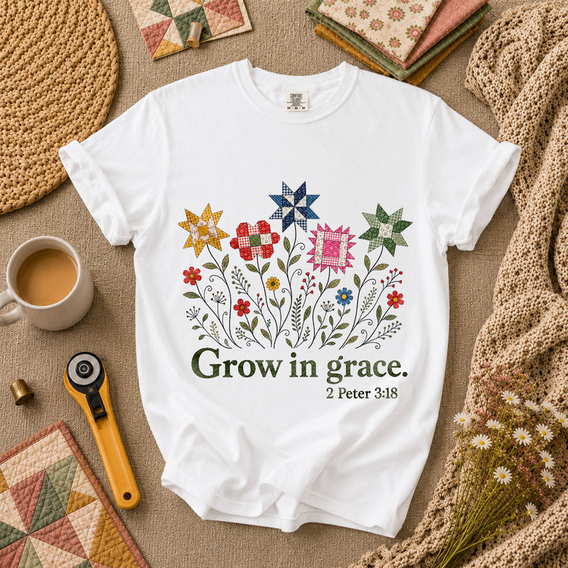 Grow In Grace Bible Verse T-Shirt - White
