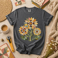 Vintage Sunflower Trio Quilt T-Shirt | Three Patchwork Sunflowers Retro Quilt Quilter Tee