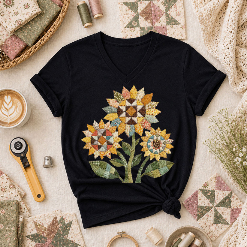 Vintage Sunflower Trio Quilt - Black