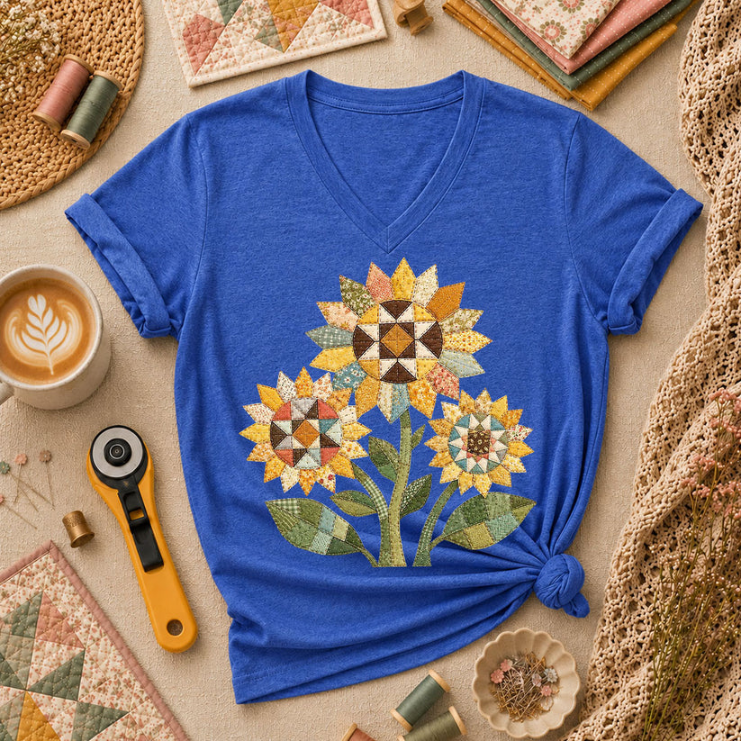 Vintage Sunflower Trio Quilt - Heather True Royal