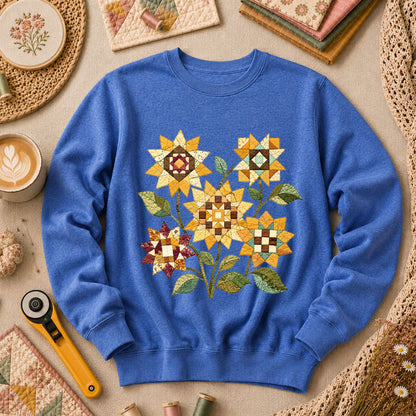 Vintage Autumn Sunflowers Quilt - Heather True Royal