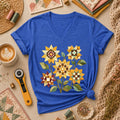 Vintage Autumn Sunflowers Quilt Women's V-Neck